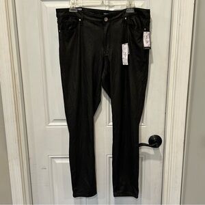 NWT Nine West Women’s Gramercy Skinny Stretch Pants, BLACK CRACKLE FOIL, Size 14